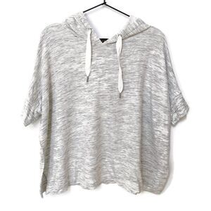 TAHARI Short Sleeve Hoodie Top Loungewear Athleisure Light Gray M